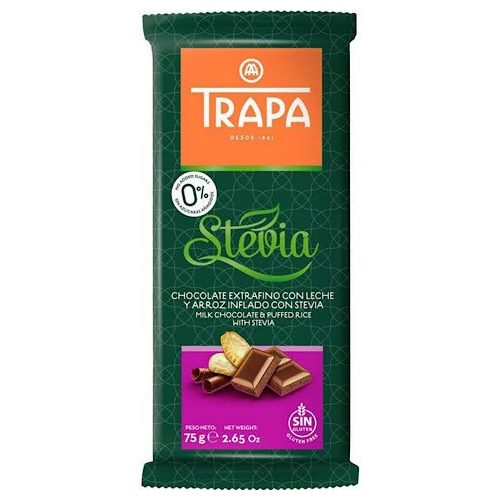 Trapa Stevia, tejcsokoládé puffasztott rizzsel, 75g