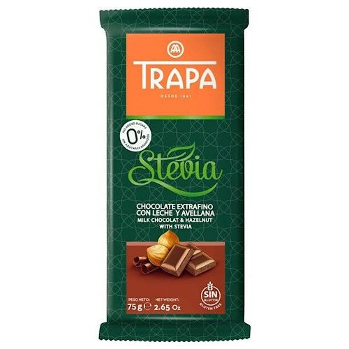 Trapa Stevia Leche Avellana - Steviás tejcsokoládé mogyoróval 75g
