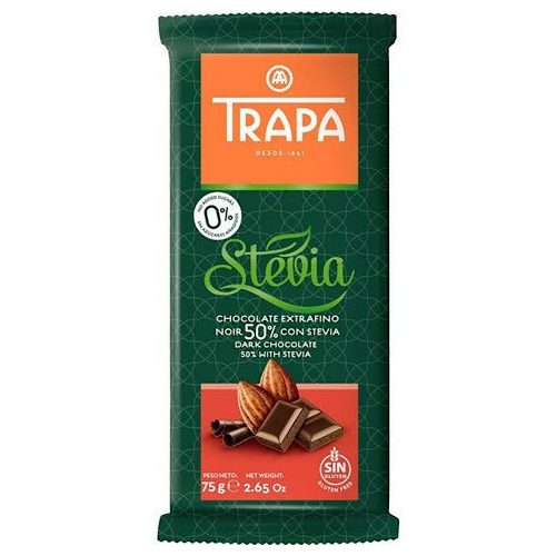 Trapa Stevia Noir 50% - Steviás étcsokoládé 50% kakaótartalommal 75g