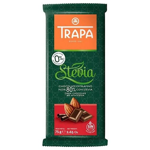 Trapa Stevia Noir 80% - Steviás étcsokoládé 80% kakaótartalommal 75g
