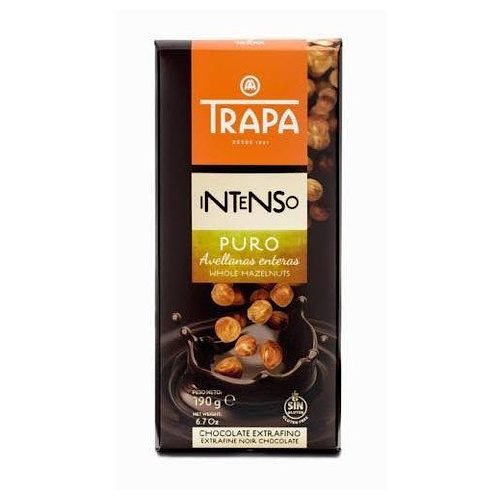 Trapa Intenso, Étcsokoládé tábla, egész mogyoróval, 55% kakaótartalommal (noir avellana), 175g
