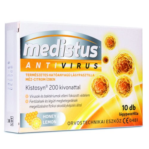 Medistus® Antivirus lágypasztilla mézes-citromos ízben ORVOSTECHNIKAI ESZKÖZ CE 0481