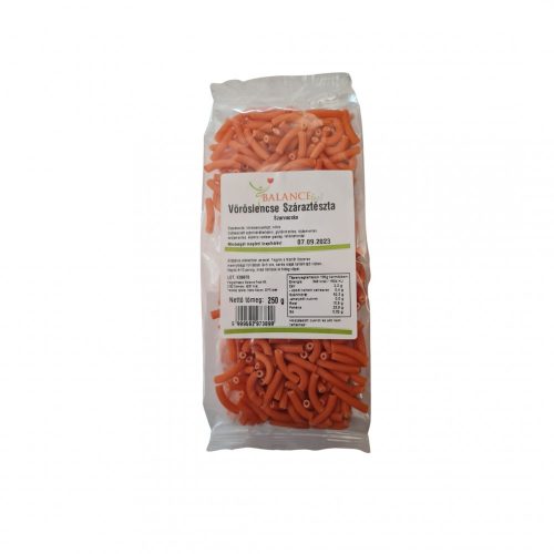 Balance Food  Szarvacska tészta vöröslencsével 250 g (gluténmentes, tojásmentes, szójamentes, élelmi rost forrás)