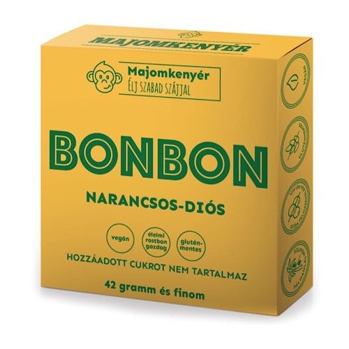 Majomkenyér, Narancsos-Diós bonbon, 42g
