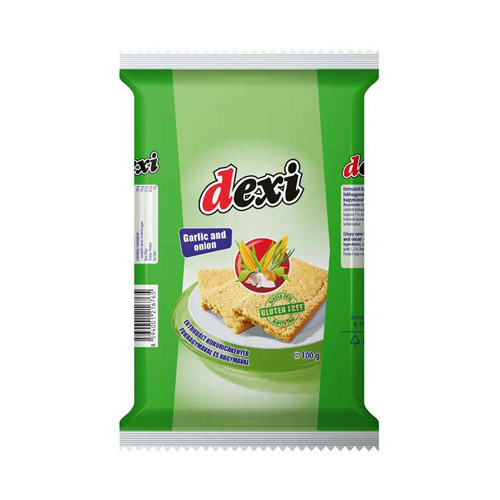 Dexi, extrudáltkukoricakenyér hagymával, 100g (12 szelet)