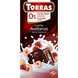   Torras, Mogyorós tejcsokoládé, hozzáadott cukor nélkül, gluténmentes, 75g