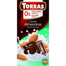   Torras, Mandulás tejcsokoládé, hozzáadott cukor nélkül, gluténmentes, 75g