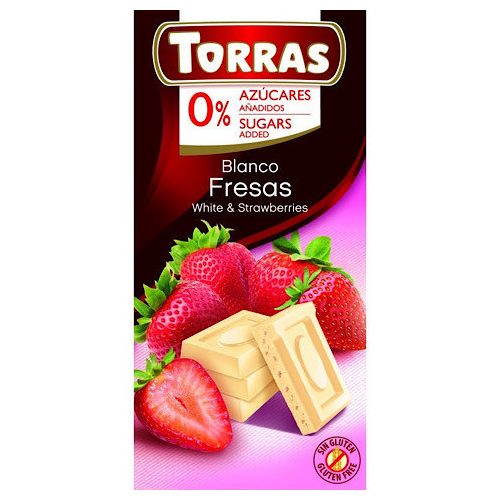 Torras, Epres fehércsokoládé, hozzáadott cukor nélkül, gluténmentes, 75g