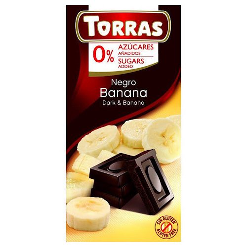 Torras, Banános étcsokoládé, hozzáadott cukor nélkül, gluténmentes, vegán, 75g