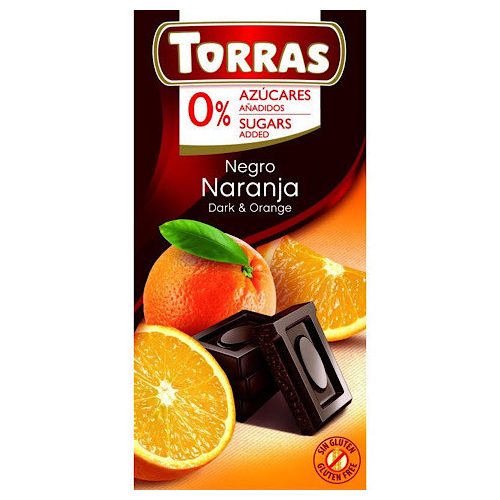 Torras, Narancsos étcsokoládé, hozzáadott cukor nélkül, gluténmentes, vegán, 75g