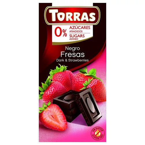 Torras, Epres étcsokoládé, hozzáadott cukor nélkül, gluténmentes, vegán, 75g
