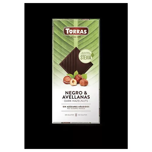Torras, Stevia, Mogyorós étcsokoládé, hozzáadott cukor nélkül, édesítőszerrel, gluténmentes, vegán, 100g