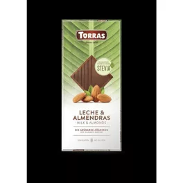   Torras, Stevia, Mandulás tejcsokoládé, hozzáadott cukor nélkül, édesítőszerrel, gluténmentes, 100g