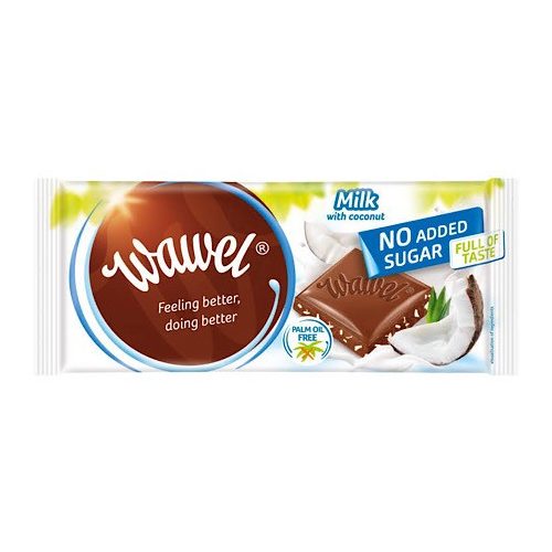 Wawel, Kókuszos tejcsokoládé, hozzáadott cukor nélkül, édesítőszerrel, 100g