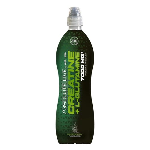 Absolute Live, Kreatin-monohidrát + L-Glutamin, málna ízű ital, 900 ml
