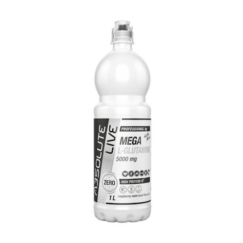 Absolute Live, Mega L-Glutamin, málna - menta - bazsalikom ízű ital, 1 liter