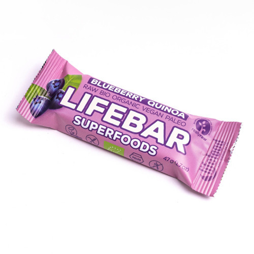 Lifebar Superfoods BIO nyers szelet – áfonya-quinoa – 47 g