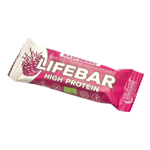 Organic Lifebar Fehérjeszelet, málna ízű, 47g