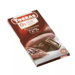   Torras, Étcsokoládé tábla, 72%-os kakaótartalommal, hozzáadott cukor nélkül, 75g 
