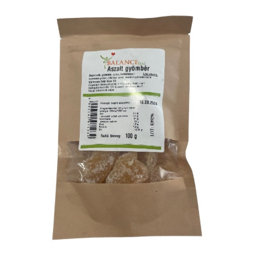 Aszalt gyömbér, CUKORRAL, 100g