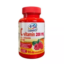   1X1 VITAMIN C-VITAMIN 200MG D3+CINK MÁLNÁS RÁGÓTABLETTA 90DB