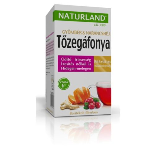Naturland Prémium Tőzegáfonya-Gyömbér-Narancshéj gyümölcstea 20x2 g